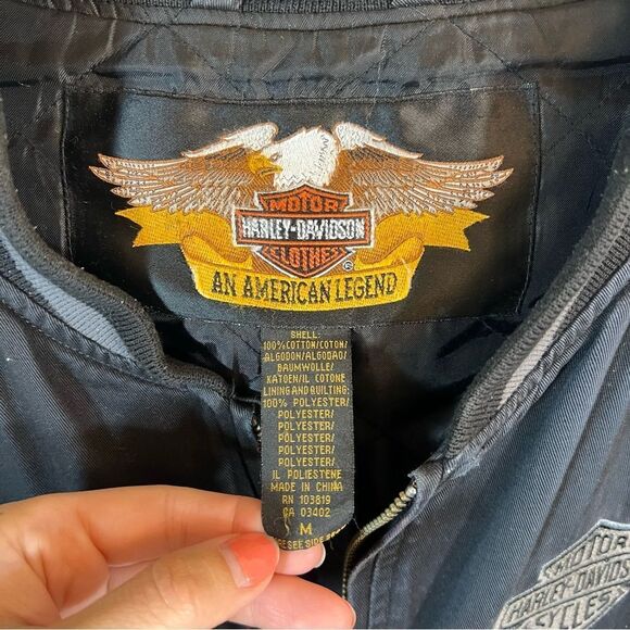 Harley Davidson Men’s Black Gray Bomber Jacket Medium - Picture 3 of 12